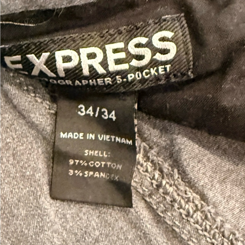 Express Photographer Pant Gray Slim Fit Stretch Chino Dress Pant 34x34 - Picture 7 of 7